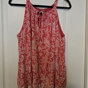 Women’s Red Floral Halter Tank Top